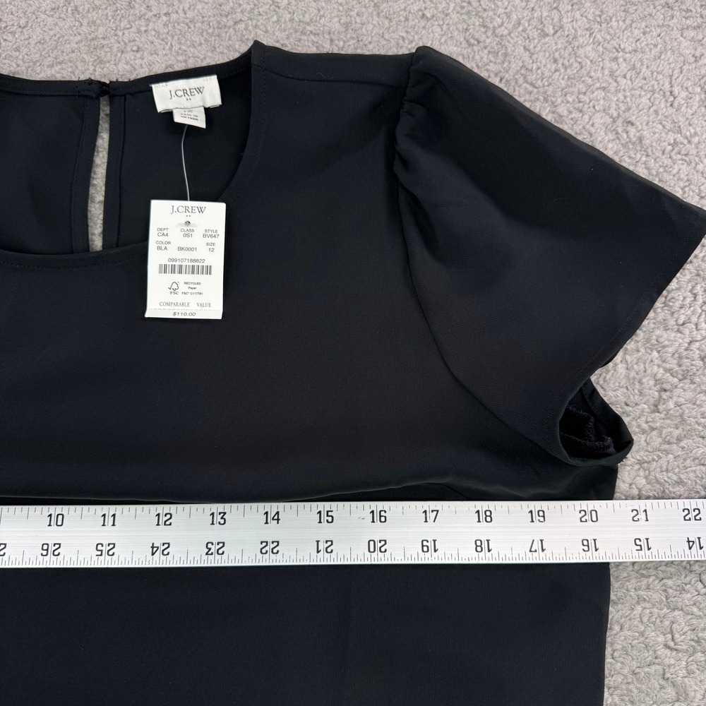 J.Crew Womens Black Puff Sleeve Midi‎ Dress BV647 Sz 12 NEW MSRP $110 Office LBD - Picture 7 of 9
